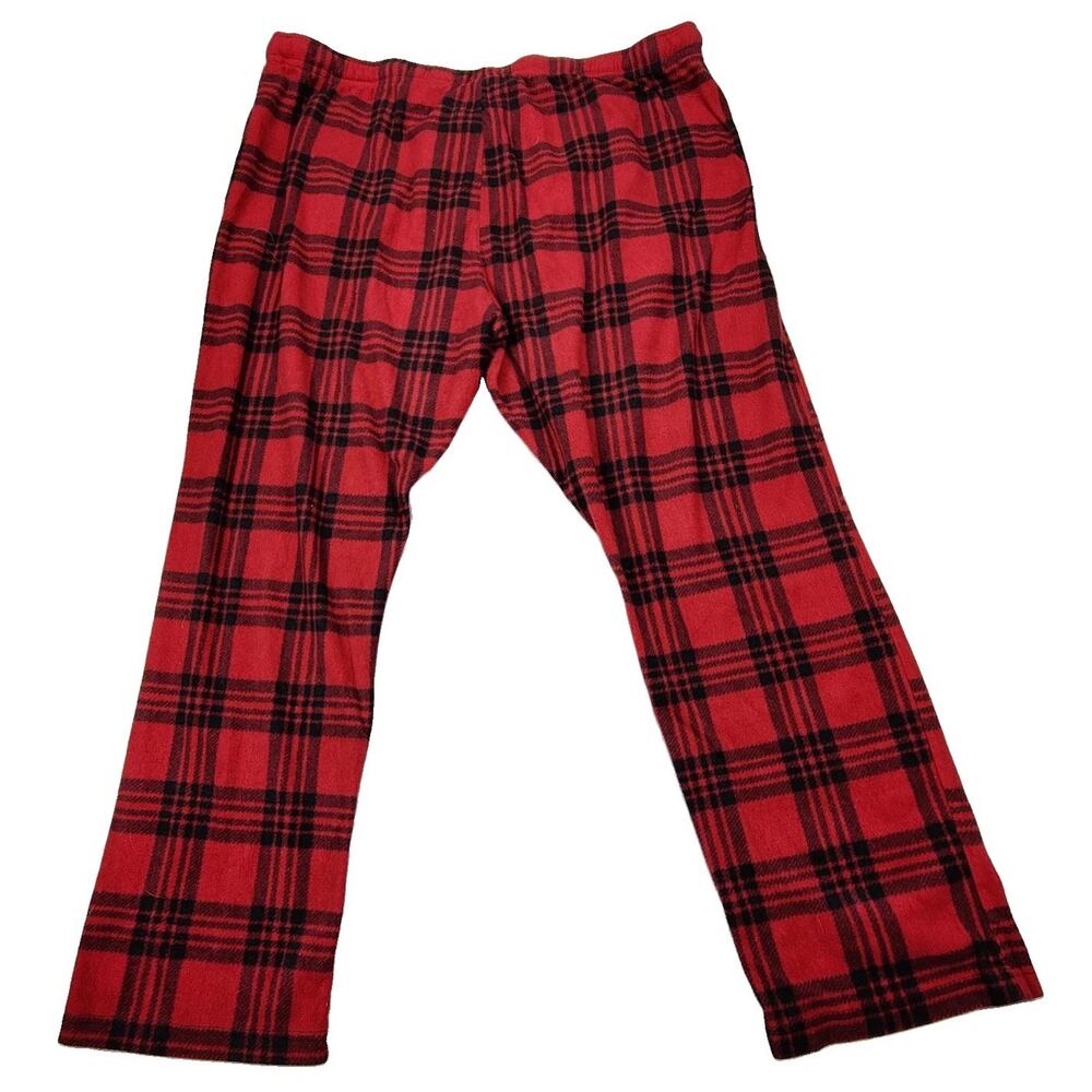 Hanes Pajama Pants Mens 2XL Red Plaid Flannel 100% Polyester Lounge Drawstring - Picture 8 of 8